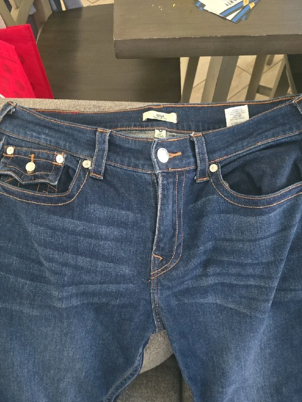 True Religion Men's Relaxed Dark Blue Jeans